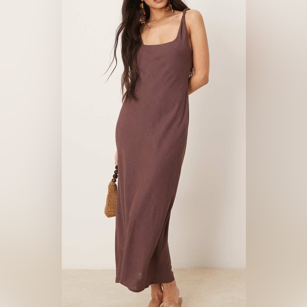 Brown twisted strap Sleeveless Dress
